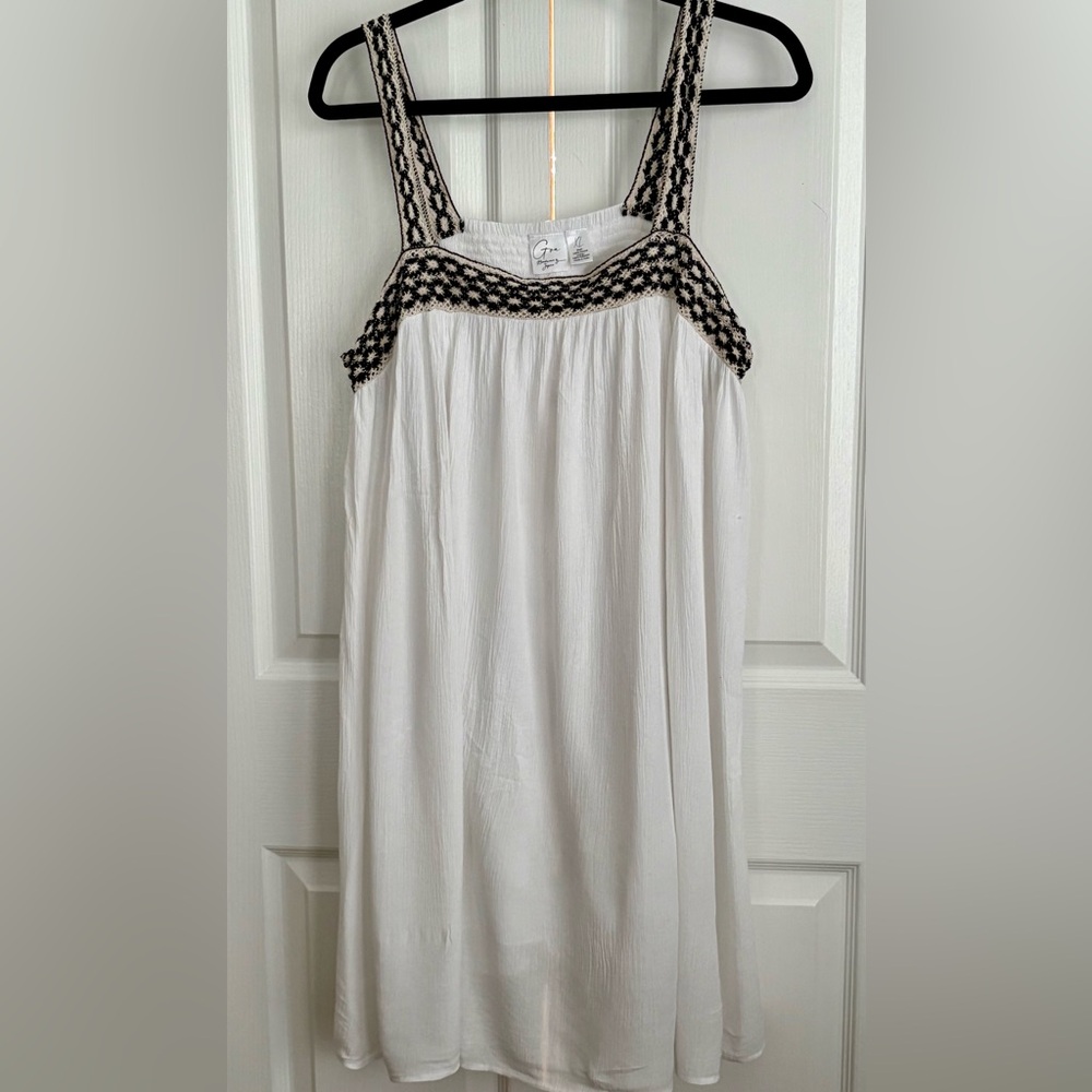 GOA BEACHWEAR WOMENS DRESS, WHITE & BLACK, BRAIDED TRIM STRAPS, size xl
